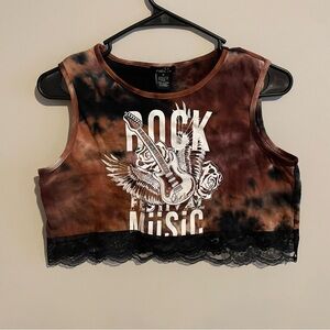 Cropped Tie-Dye Rock Music Tank